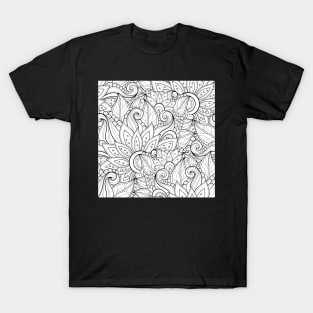 Non Colored Spring Pattern with Floral Motifs T-Shirt